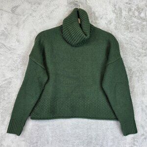 Madewell Sweater Womens Small Green Turtleneck Textured Hem Knit Pullover Cozy